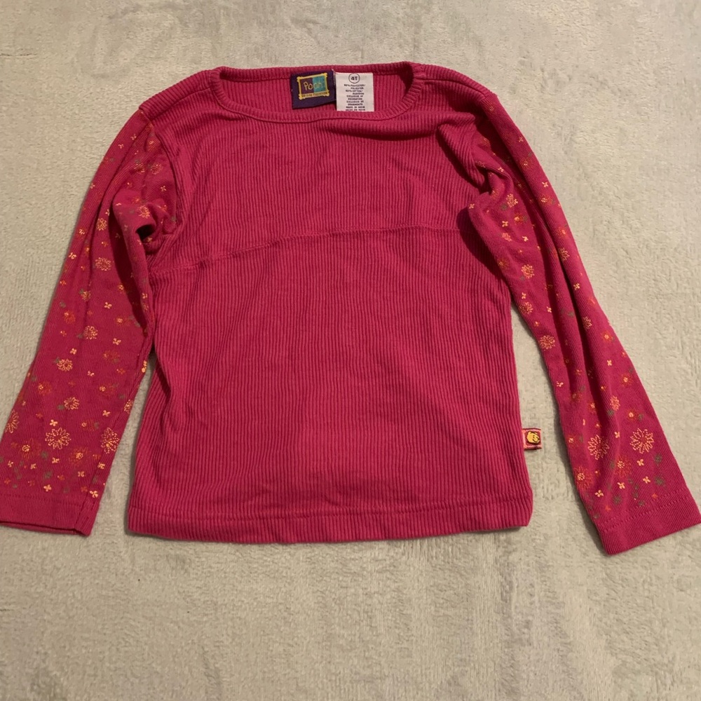 VTG  Disney Winnie The Pooh 100 Acre Collection Long Sleeve Ribbed Pink Shirt 4T
